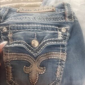 Rock Revival Distressed Blue Jeans